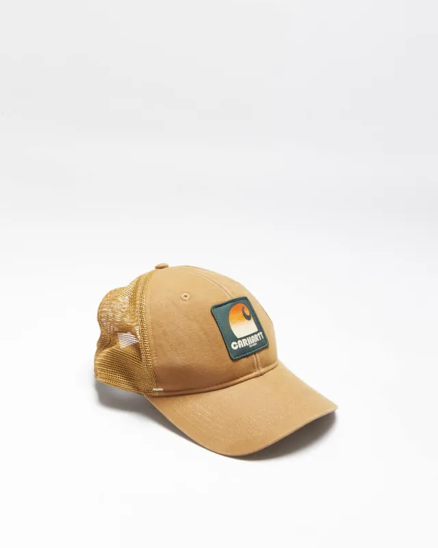 2024 Carhartt Sunset C Patch Rugged Flex Tan Canvas Trucker Hat - OS made by Carhartt