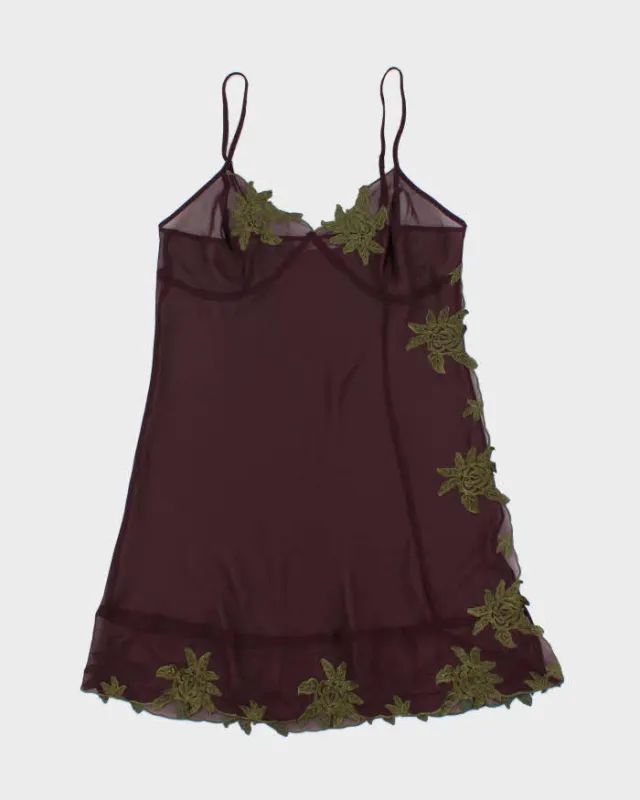 Vintage 1990s La Vie En Rose Embroidered Mesh Slip Dress - M made by Rokit