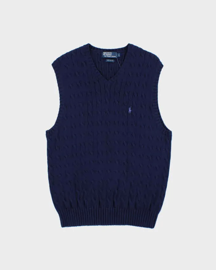 Vintage Y2K 00s Polo Ralph Lauren Cable-Knit V-Neck Sweater Vest - L sold by Rokit