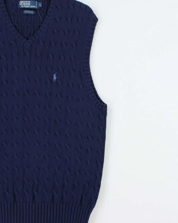 Vintage Y2K 00s Polo Ralph Lauren Cable-Knit V-Neck Sweater Vest - L sold by Rokit product image thumbnail 3