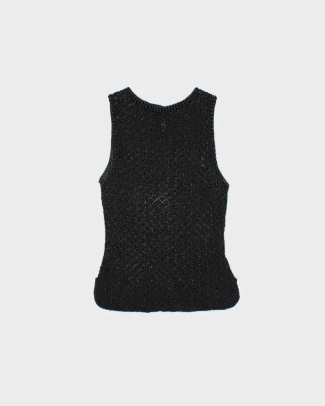 Vintage 1990s Beaded Crochet Boatneck Top - XS made by Rokit