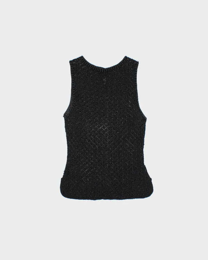 Vintage 1990s Beaded Crochet Boatneck Top - XS sold by Rokit