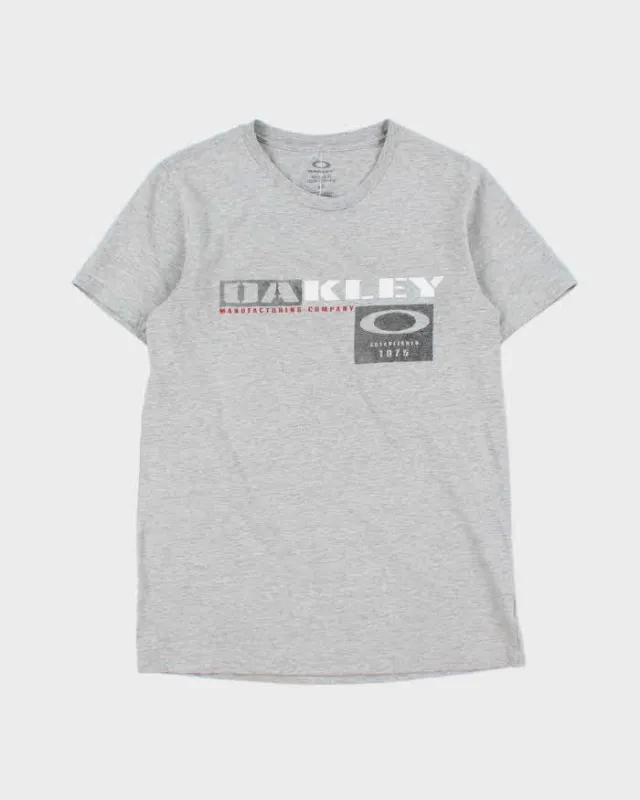 Vintage Y2K 00s Oakley Marl Grey Regular Fit Crewneck T-Shirt - S made by Oakley