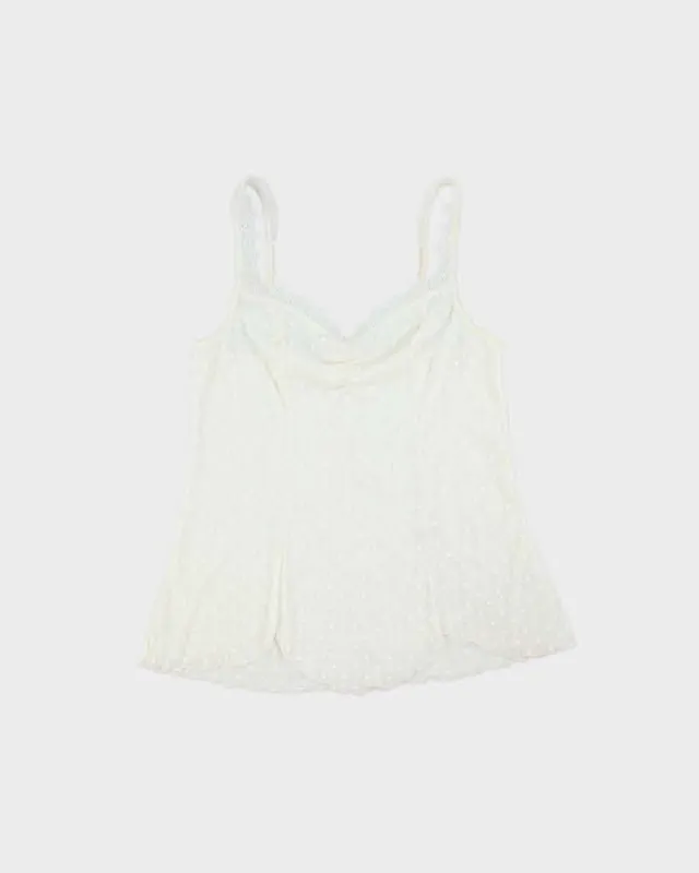 Vintage Y2k 2000s Arianne Embroidered Polka Dot Mesh Cami Top - M made by Rokit