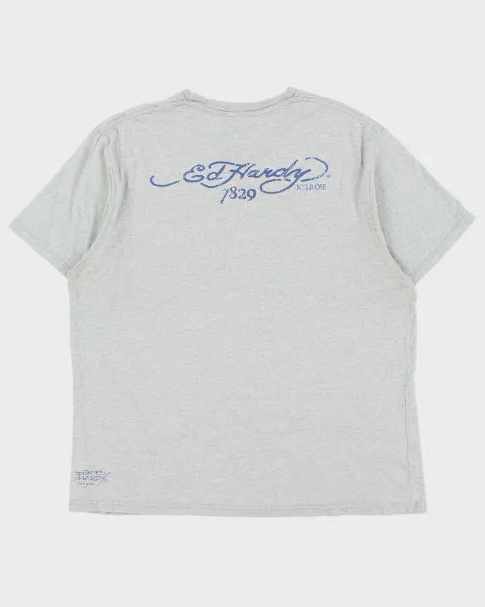 Vintage Y2K 00s Ed Hardy Marl Grey Eagle Crewneck T-Shirt - XL sold by Rokit product image thumbnail 2