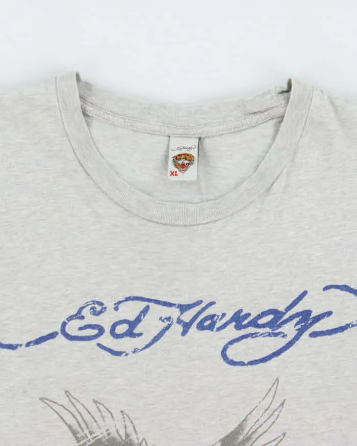 Vintage Y2K 00s Ed Hardy Marl Grey Eagle Crewneck T-Shirt - XL sold by Rokit product image thumbnail 5