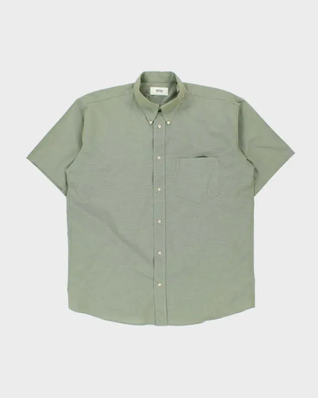 Vintage 1990s Hugo Boss Iridescent Style Cotton Short Sleeve Shirt - L made by Hugo Boss