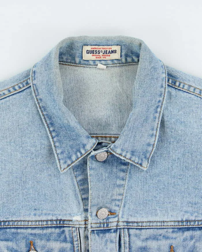 Vintage 1990s Guess Cropped Light Wash Denim Jacket - M sold by Rokit product image thumbnail 5