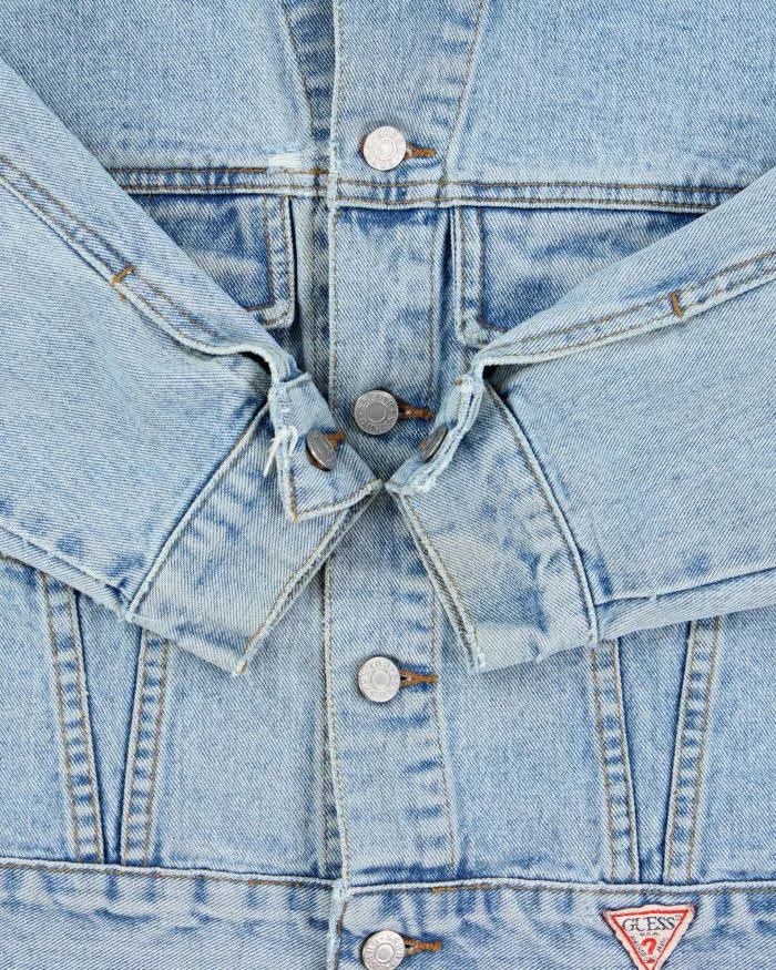 Vintage 1990s Guess Cropped Light Wash Denim Jacket - M sold by Rokit product image thumbnail 4