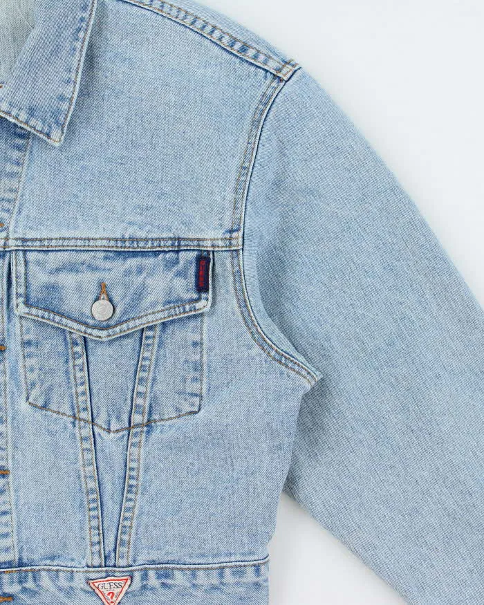 Vintage 1990s Guess Cropped Light Wash Denim Jacket - M sold by Rokit product image thumbnail 3