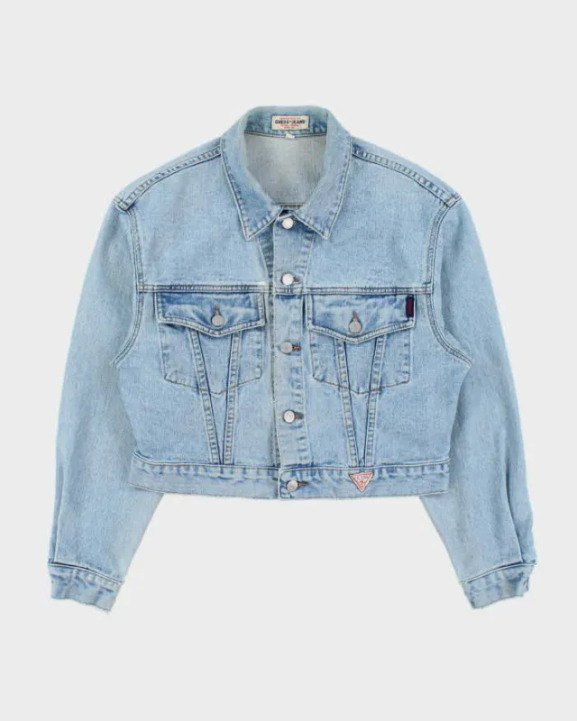Vintage 1990s Guess Cropped Light Wash Denim Jacket - M made by Guess