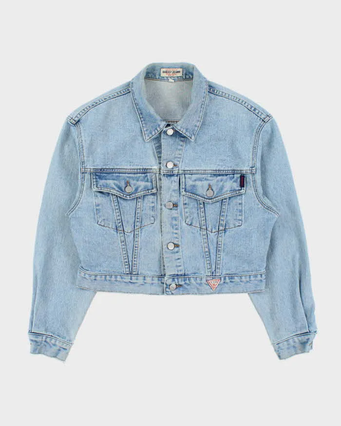 Vintage 1990s Guess Cropped Light Wash Denim Jacket - M sold by Rokit