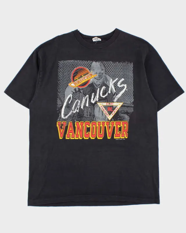Vintage 1990 NHL Vancouver Canucks Single Stitch T-shirt - L made by Rokit