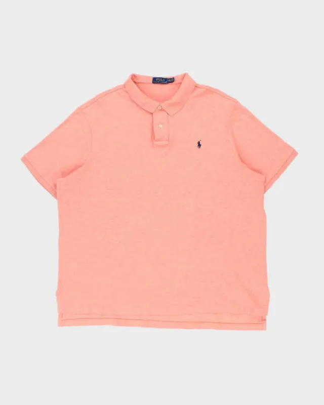 Vintage Polo Ralph Lauren Marl Salmon Pink Short Sleeve Polo Shirt - XXL made by Ralph Lauren