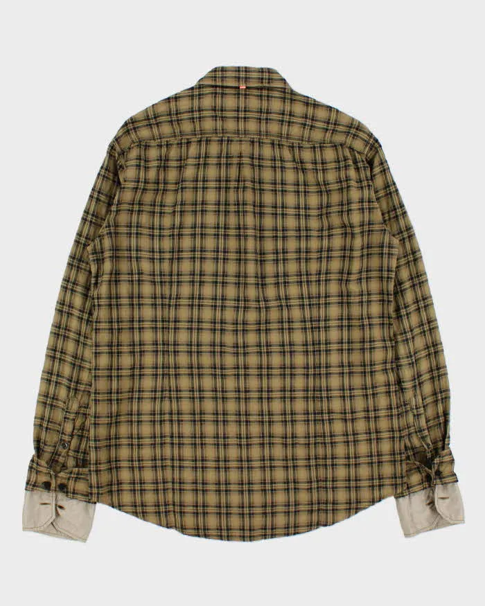 Vintage Y2K 00s Hugo Boss Khaki Plaid Double Cuff Long Sleeve Shirt - L sold by Rokit product image thumbnail 2