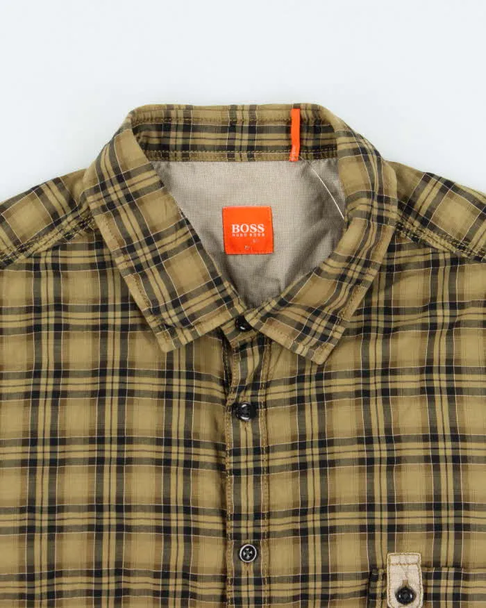 Vintage Y2K 00s Hugo Boss Khaki Plaid Double Cuff Long Sleeve Shirt - L sold by Rokit product image thumbnail 5