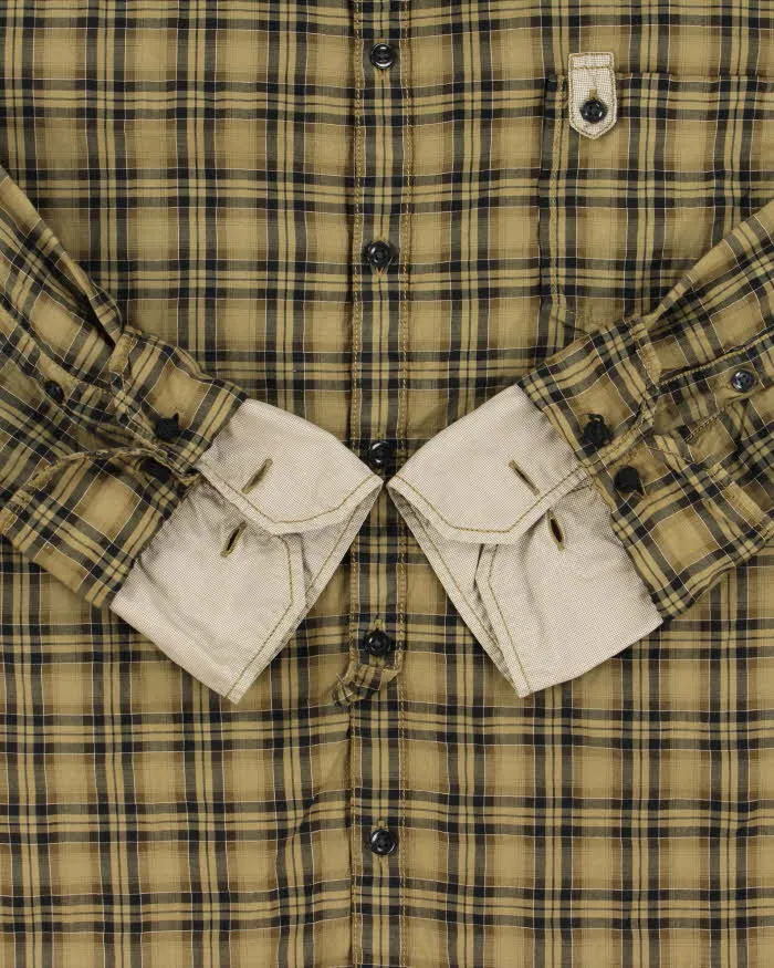 Vintage Y2K 00s Hugo Boss Khaki Plaid Double Cuff Long Sleeve Shirt - L sold by Rokit product image thumbnail 4