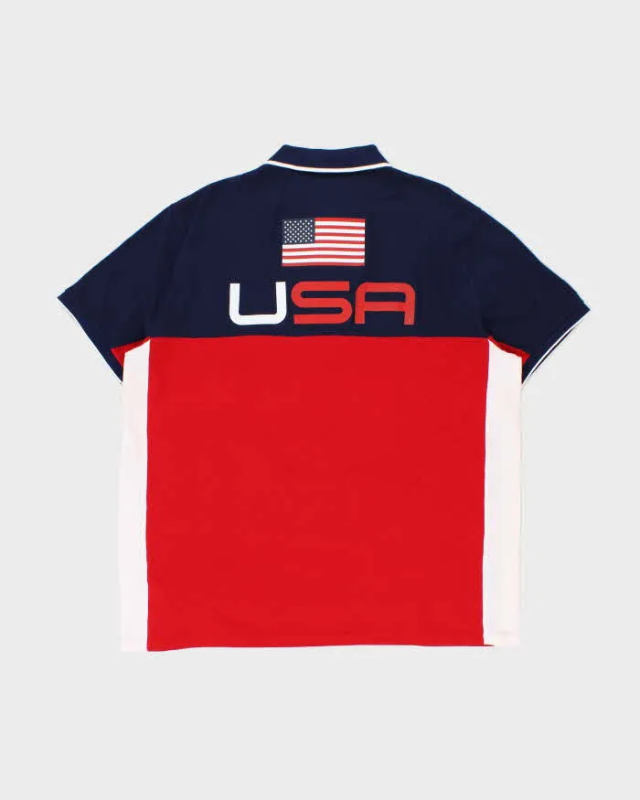 Vintage Polo Ralph Lauren Big Pony USA Flag Striped Custom Slim Short Sleeve Polo Shirt - XXL sold by Rokit product image thumbnail 2