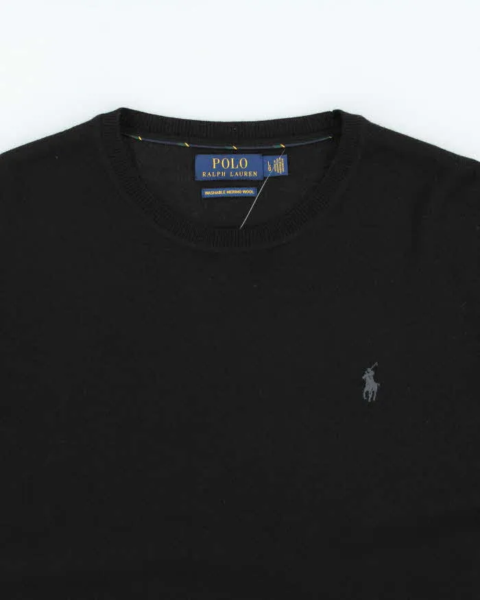 Vintage Polo Ralph Lauren Black Merino Wool Crewneck Knit Jumper - L sold by Rokit product image thumbnail 5
