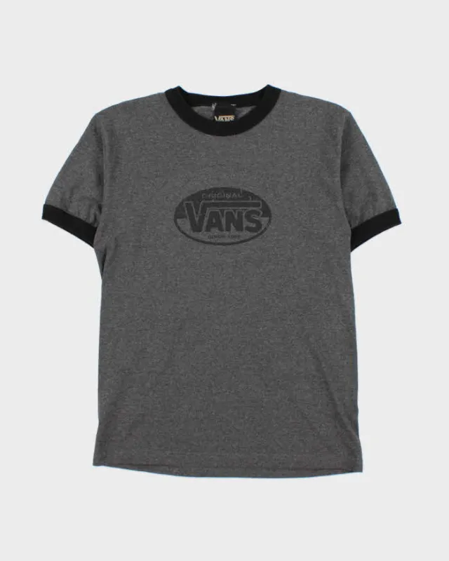 Vintage Y2K 00s Vans Skate Marl Grey Heavyweight Crewneck Ringer T-Shirt - M made by Vans