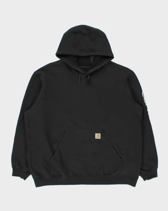 Vintage Carhartt BLK Midweight Sleeve Logo Original Fit Pullover Hoodie - XXL made by Carhartt