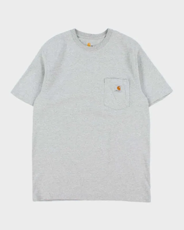 Vintage Carhartt Marl Grey Heavyweight Original Fit Crewneck Pocket T-Shirt - M made by Carhartt