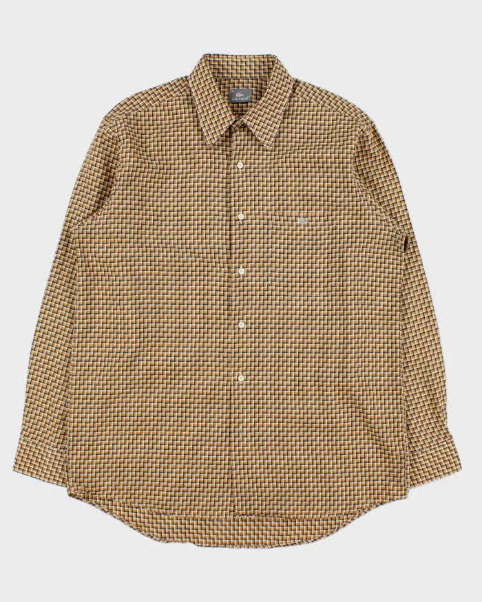 Vintage Y2K 00s Lacoste Silver Croc Geometric Check Long Sleeve Shirt - L sold by Rokit