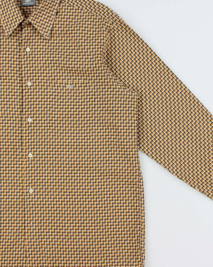Vintage Y2K 00s Lacoste Silver Croc Geometric Check Long Sleeve Shirt - L sold by Rokit product image thumbnail 3
