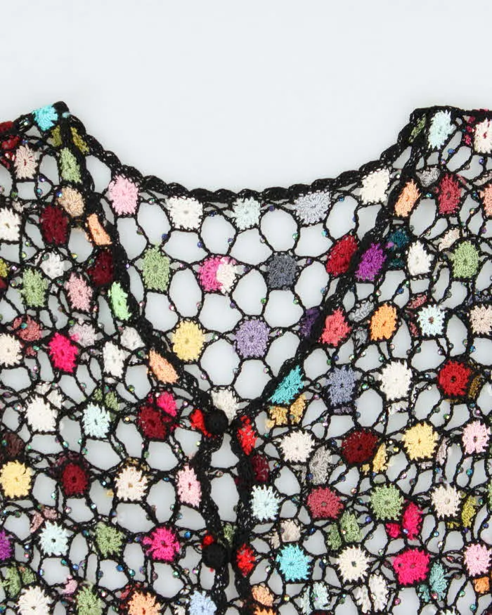 Vintage Y2k 2000s Crochet Multi-coloured Beaded Cardigan - M sold by Rokit product image thumbnail 5