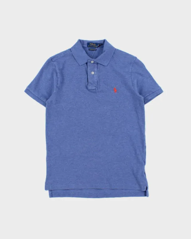 Vintage Polo Ralph Lauren Marl Blue Classic Custom Slim Fit Short Sleeve Polo Shirt - S made by Ralph Lauren
