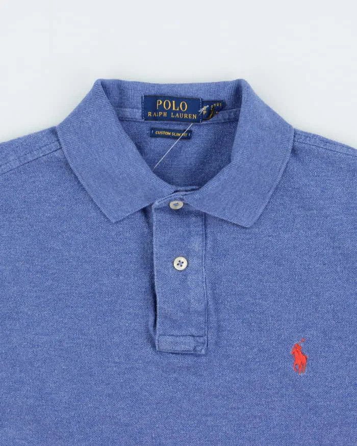 Vintage Polo Ralph Lauren Marl Blue Classic Custom Slim Fit Short Sleeve Polo Shirt - S sold by Rokit product image thumbnail 5