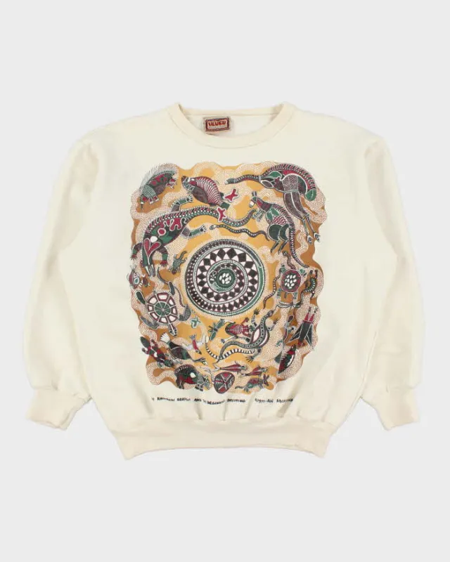 Vintage 1990s Uluku Aboriginal Art Boxy Crewneck Sweatshirt - M made by Rokit