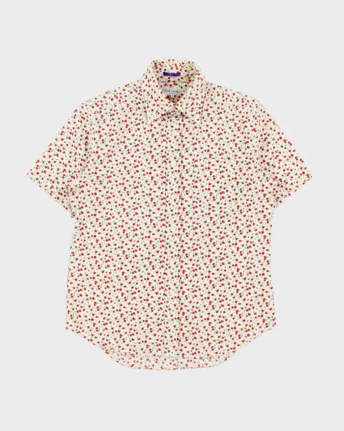 Vintage Y2K 00s Paul Smith Striped Rose Print Short Sleeve Shirt - M sold by Rokit