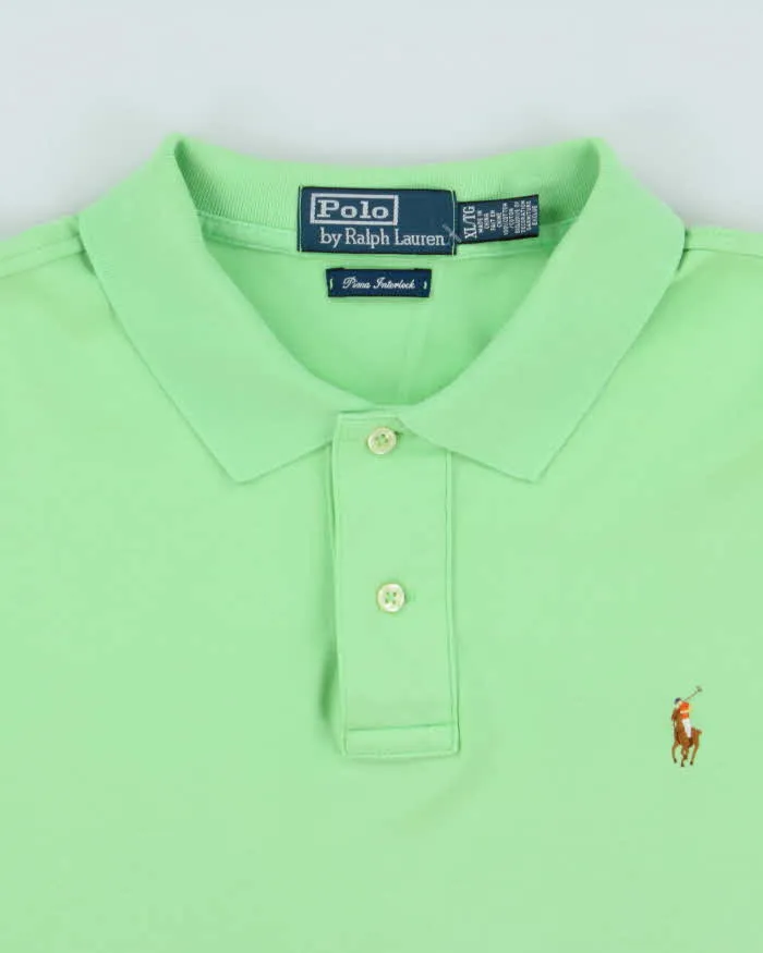 Vintage Y2K 00s Polo Ralph Lauren Lime Pima Interlock Short Sleeve Polo Shirt - XL sold by Rokit product image thumbnail 5