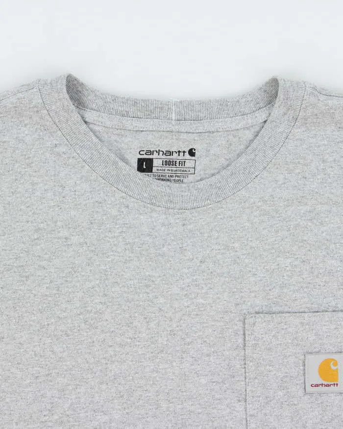 Vintage Carhartt Marl Grey Heavyweight Loose Fit Crewneck Pocket T-Shirt - L sold by Rokit product image thumbnail 5