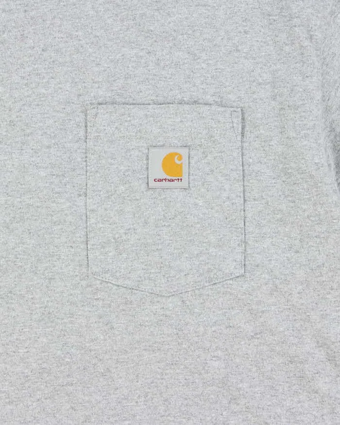 Vintage Carhartt Marl Grey Heavyweight Loose Fit Crewneck Pocket T-Shirt - L sold by Rokit product image thumbnail 4