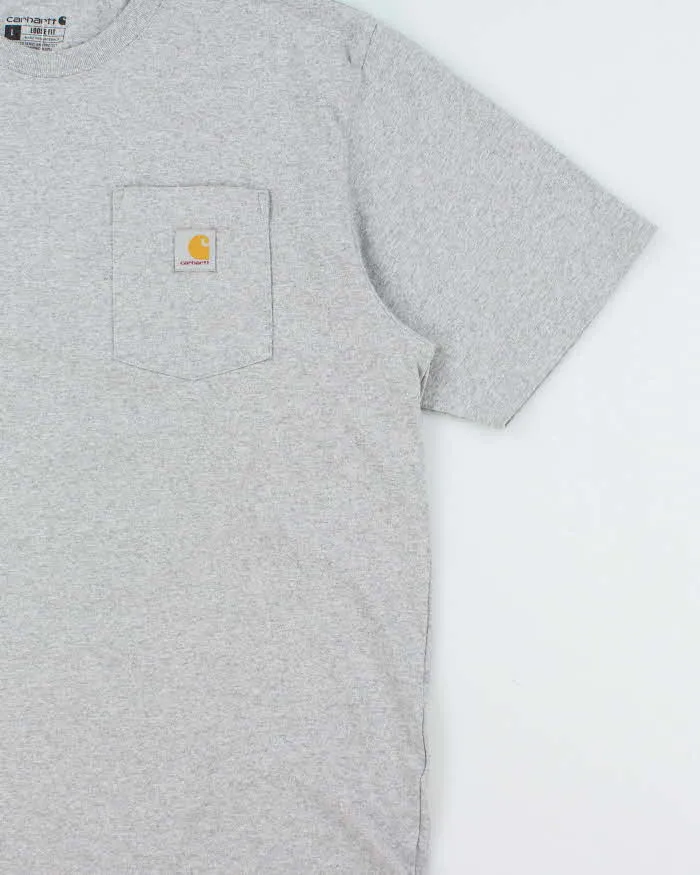 Vintage Carhartt Marl Grey Heavyweight Loose Fit Crewneck Pocket T-Shirt - L sold by Rokit product image thumbnail 3