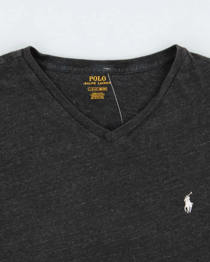 Vintage Polo Ralph Lauren Marl Grey Classic V-Neck T-Shirt - L sold by Rokit product image thumbnail 5