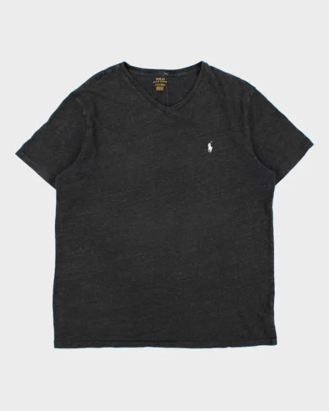 Vintage Polo Ralph Lauren Marl Grey Classic V-Neck T-Shirt - L made by Ralph Lauren