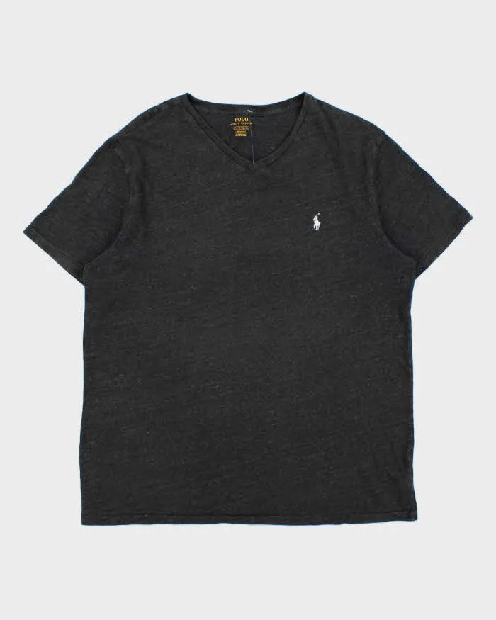 Vintage Polo Ralph Lauren Marl Grey Classic V-Neck T-Shirt - L sold by Rokit