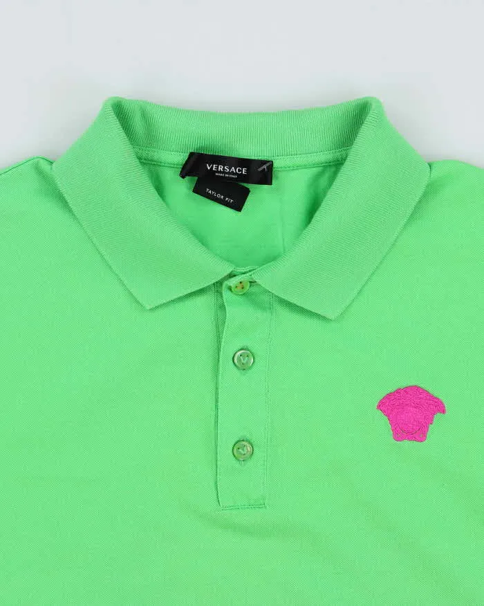 2020 Versace Embroidered Hot Pink Medusa Logo Tailor Fit Short Sleeve Polo Shirt - L sold by Rokit product image thumbnail 5