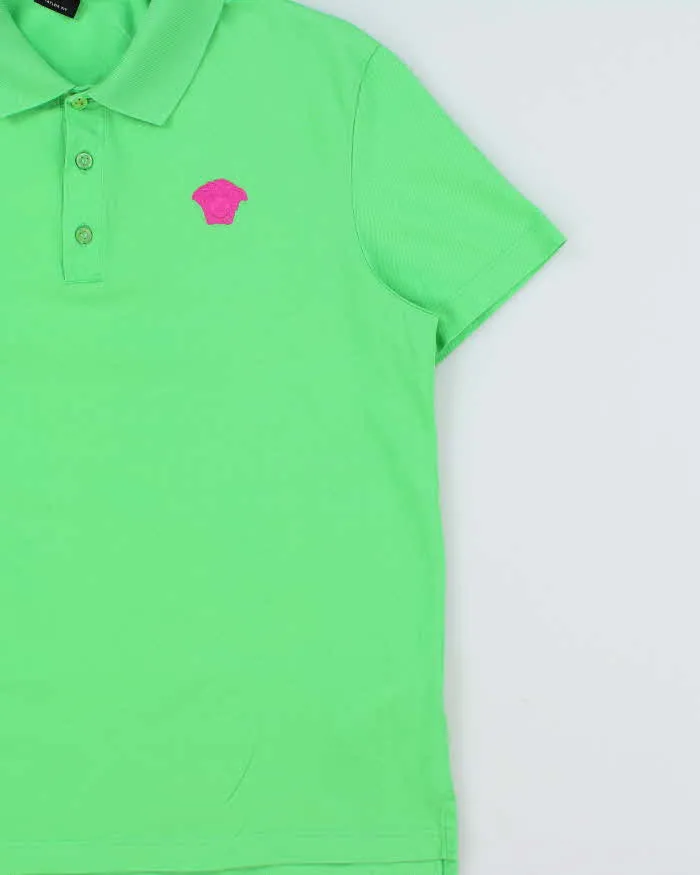 2020 Versace Embroidered Hot Pink Medusa Logo Tailor Fit Short Sleeve Polo Shirt - L sold by Rokit product image thumbnail 3
