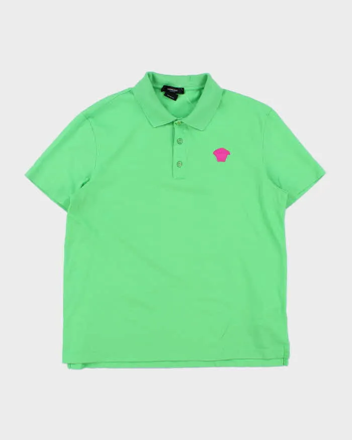 2020 Versace Embroidered Hot Pink Medusa Logo Tailor Fit Short Sleeve Polo Shirt - L sold by Rokit