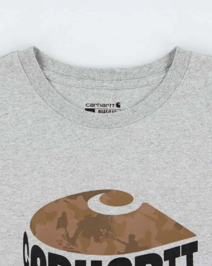 Vintage Carhartt Marl Grey Heavyweight Camo Logo Relaxed Fit Crewneck T-Shirt - XXL sold by Rokit product image thumbnail 5