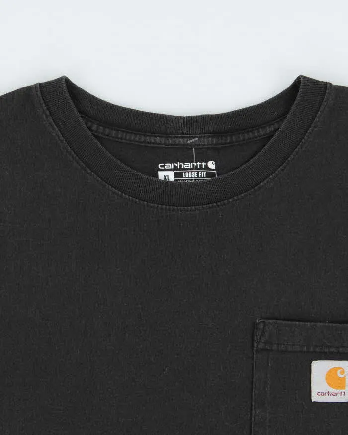 Vintage Carhartt Heavyweight Faded Black Loose Fit Long Sleeve Crewneck Pocket T-Shirt - XL sold by Rokit product image thumbnail 5