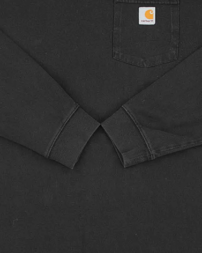 Vintage Carhartt Heavyweight Faded Black Loose Fit Long Sleeve Crewneck Pocket T-Shirt - XL sold by Rokit product image thumbnail 4