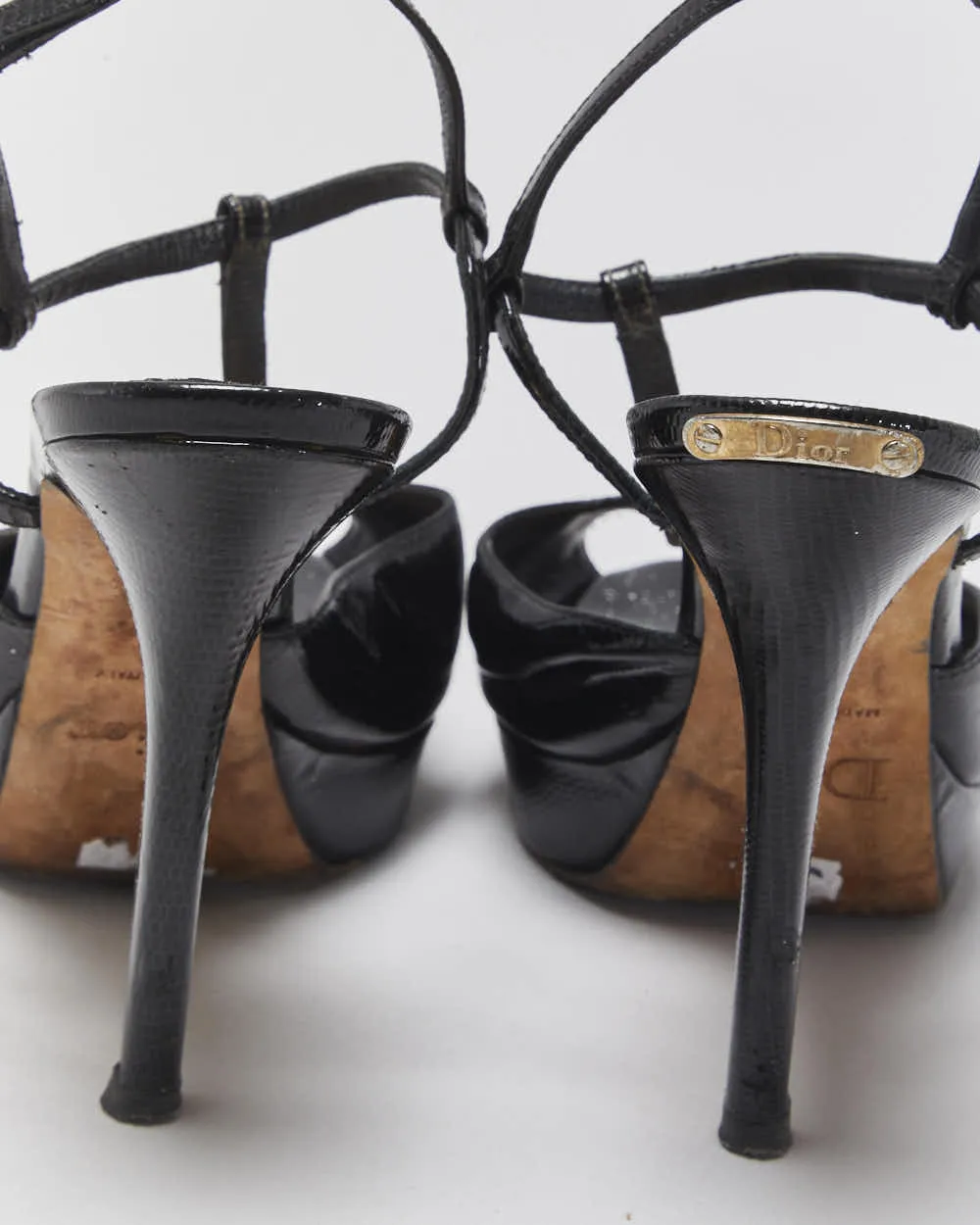 Vintage Christian Dior Snake Print Patent Leather T-strap Platform Heels - UK4 sold by Rokit product image thumbnail 5