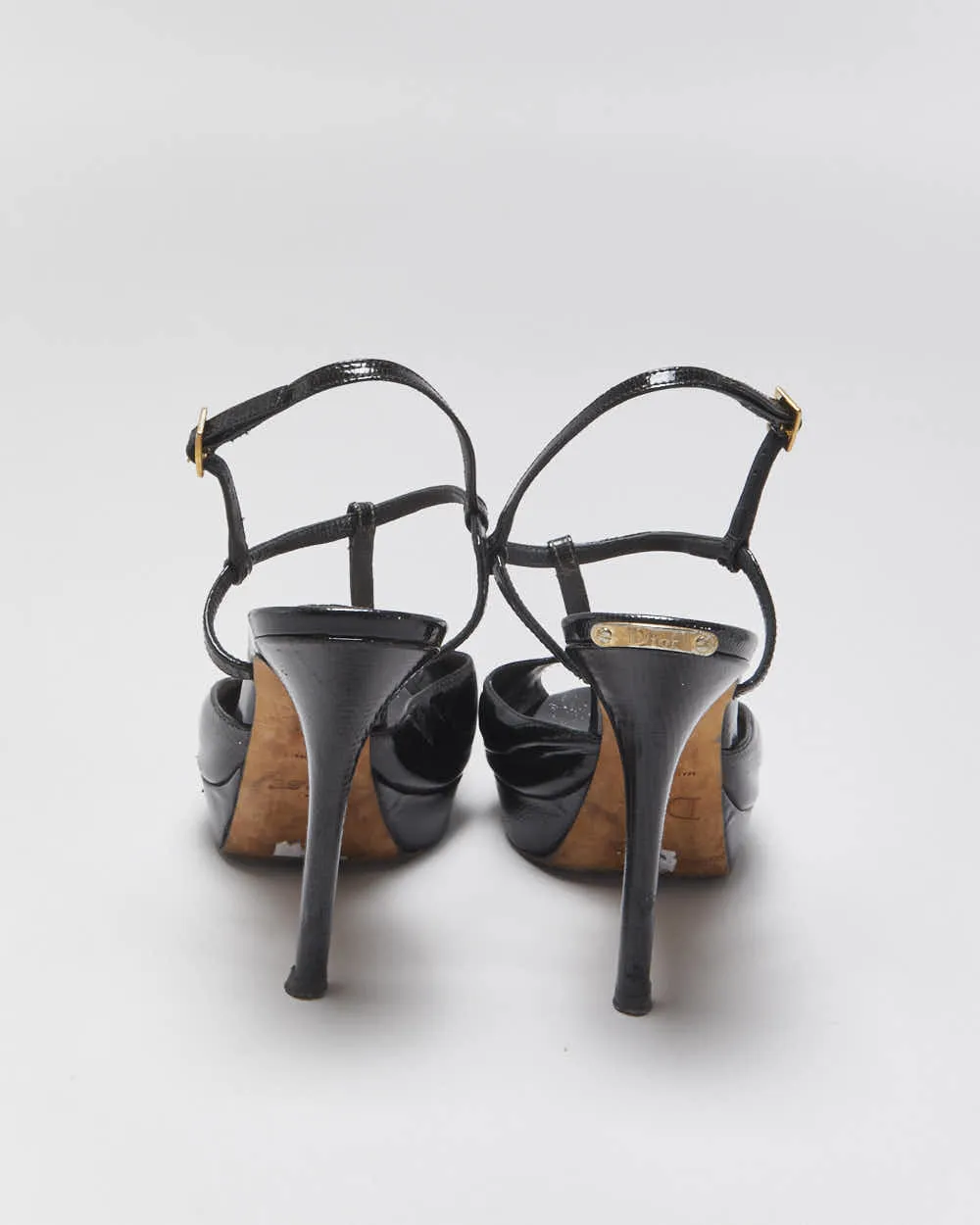 Vintage Christian Dior Snake Print Patent Leather T-strap Platform Heels - UK4 sold by Rokit product image thumbnail 4