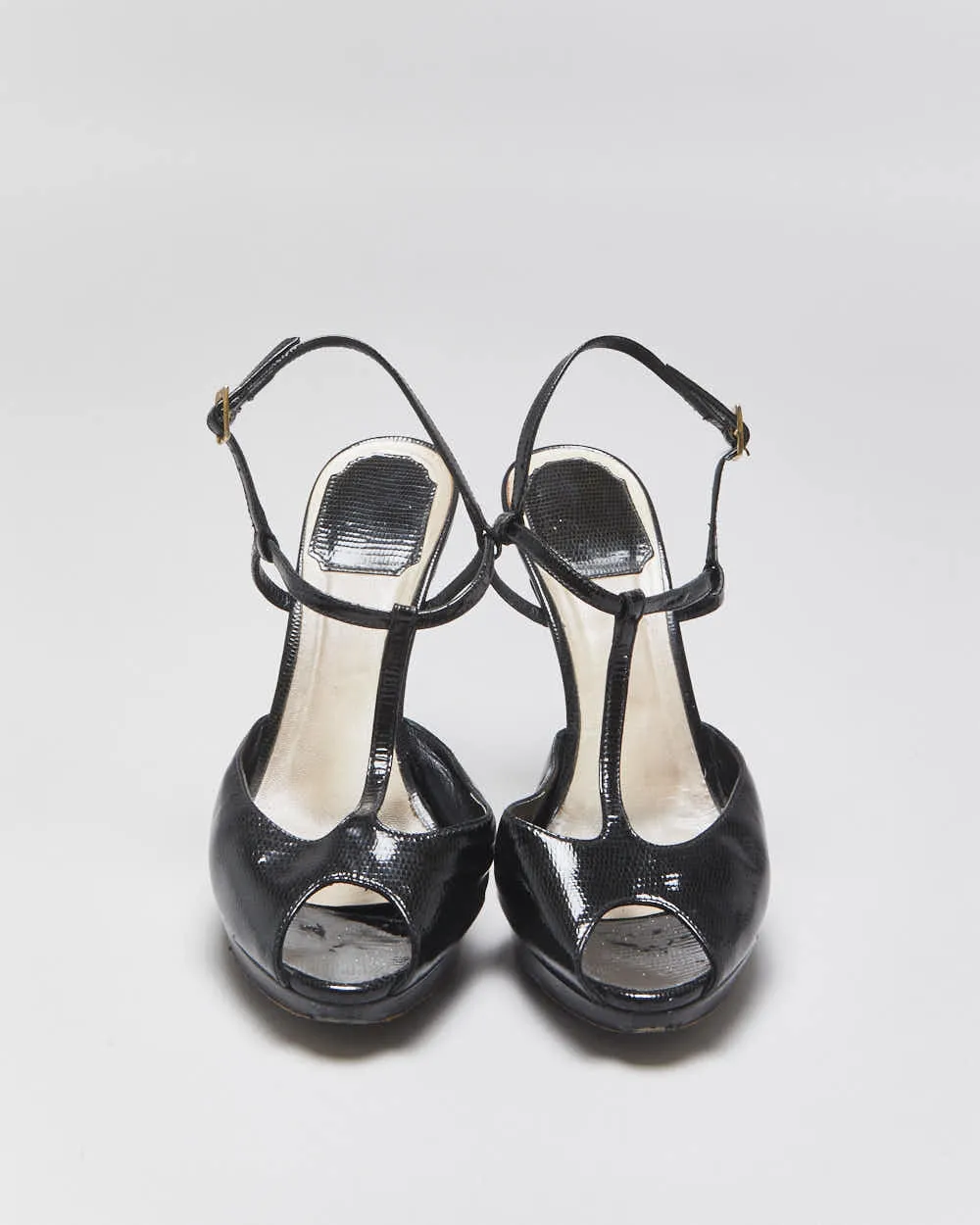 Vintage Christian Dior Snake Print Patent Leather T-strap Platform Heels - UK4 sold by Rokit product image thumbnail 3