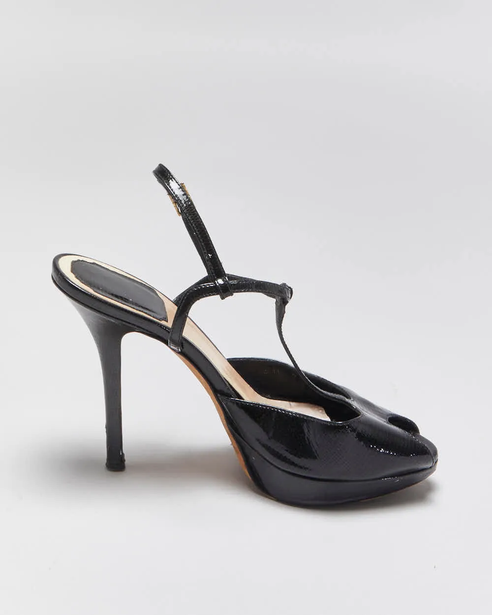 Vintage Christian Dior Snake Print Patent Leather T-strap Platform Heels - UK4 sold by Rokit product image thumbnail 2